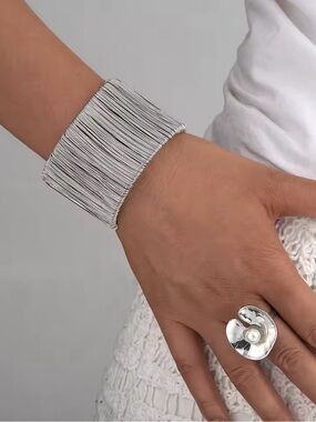 Anthropologie Silver Multi-Strand Wire Cuff Bracelet
